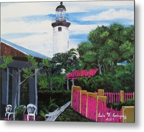 Rincon Metal Print featuring the painting Rincon Lighthouse by Luis F Rodriguez