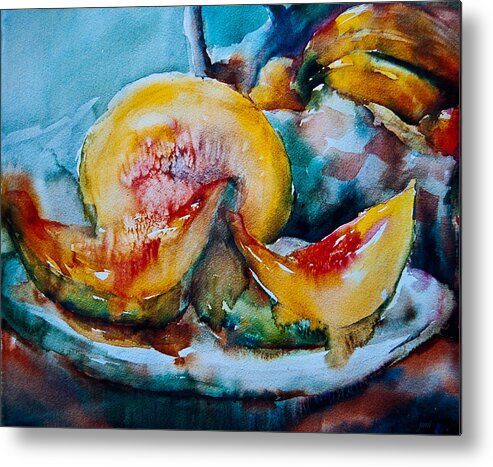 Cantaloupe Metal Print featuring the painting Ripe and Juicy by Jani Freimann