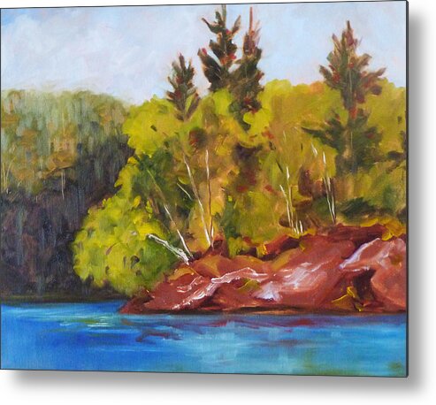 Oregon Metal Print featuring the painting River Point by Nancy Merkle