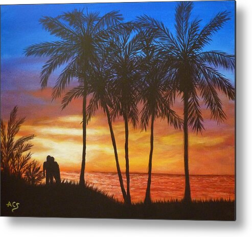 Romance Metal Print featuring the painting Romance in Paradise by Amelie Simmons