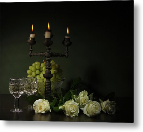 Candle Metal Print featuring the photograph Romantic Still-life by Magnola