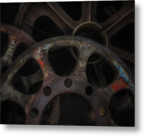 Patina Metal Print featuring the photograph Rusty Iron Gears by Gary Warnimont