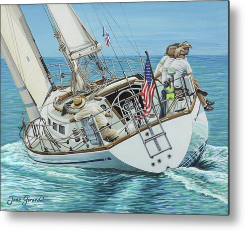 Ocean Metal Print featuring the painting Sailing Away by Jane Girardot