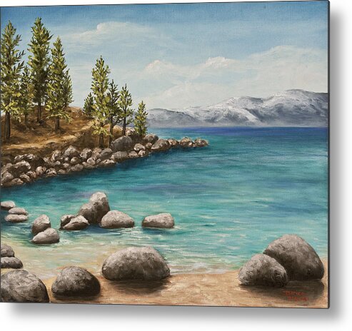 Landscape Metal Print featuring the painting Sand Harbor Lake Tahoe by Darice Machel McGuire