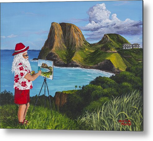 Seascape Metal Print featuring the painting Santa in Kahakuloa Maui by Darice Machel McGuire
