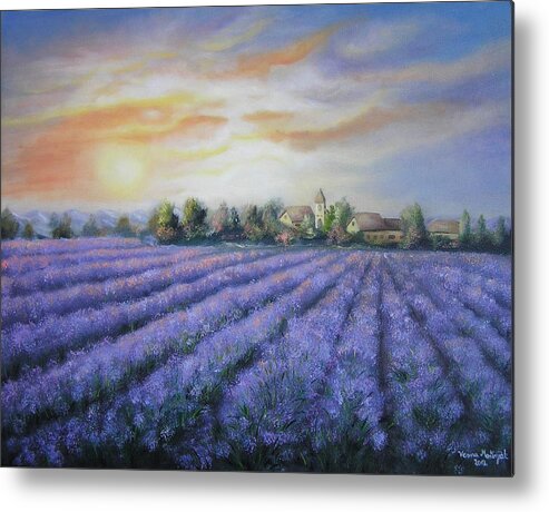 Landscapes Metal Print featuring the painting Scented field by Vesna Martinjak