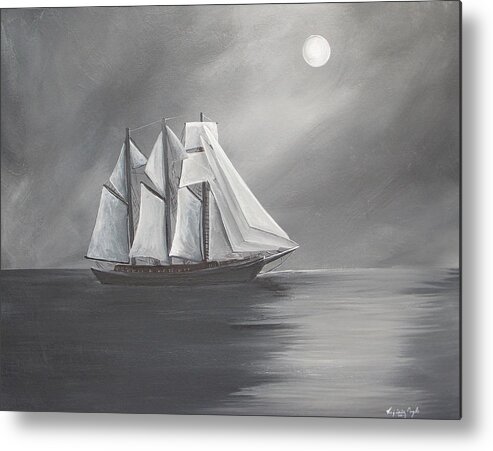 Sailing Ship Metal Print featuring the painting Schooner Moon by Virginia Coyle