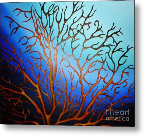Underwater Metal Print featuring the painting Sea Fan in Backlight by Paula Ludovino