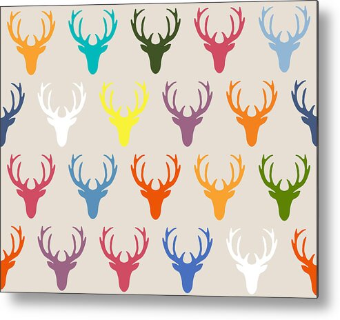 Deer Metal Print featuring the drawing Seaview Simple Deer Heads by MGL Meiklejohn Graphics Licensing