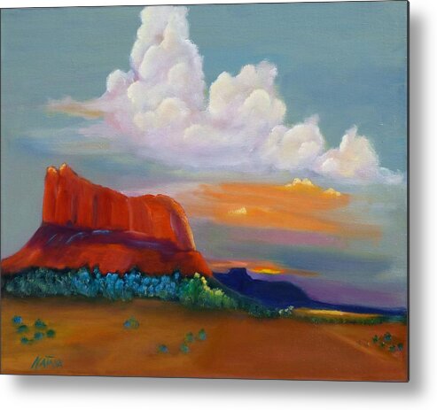 Red Rocks Metal Print featuring the painting Angels At Sunset by Nataya Crow