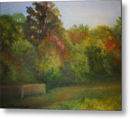 September Metal Print featuring the painting September at Smithville Park by Sheila Mashaw