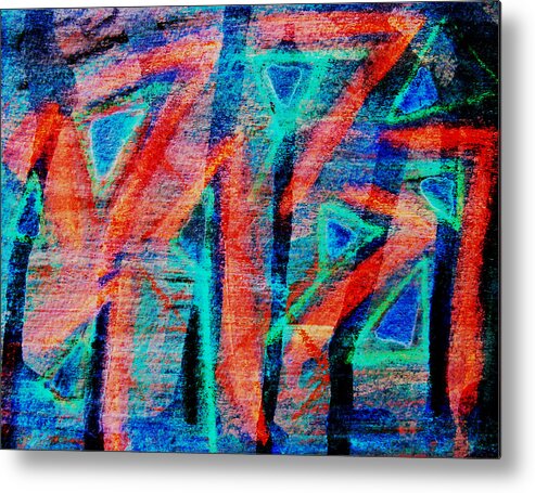 Red Metal Print featuring the mixed media Seven Red Sevens by Patricia Januszkiewicz