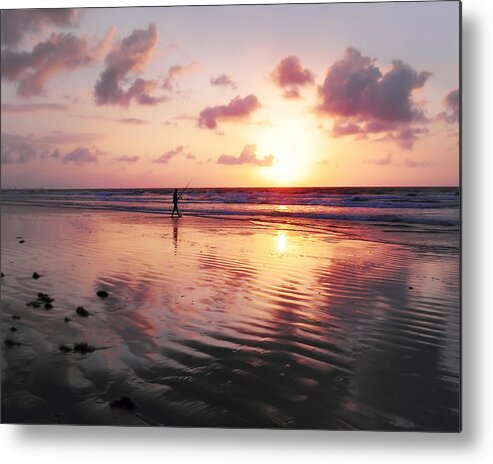 Beach Metal Print featuring the photograph Shore Fishing by Frances Miller