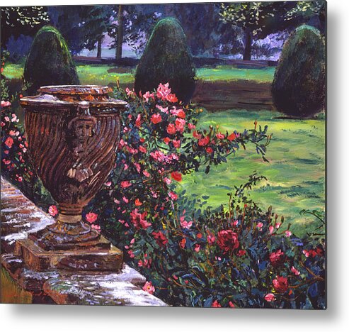 Gardenscape Metal Print featuring the painting Shrub Roses In Somerset by David Lloyd Glover