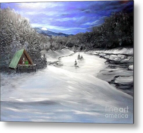 Winter Metal Print featuring the painting Silent Night by Peggy Miller