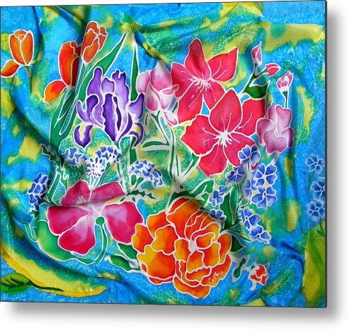 Flowers Metal Print featuring the painting Silk Summer Bouquet by Sandra Fox
