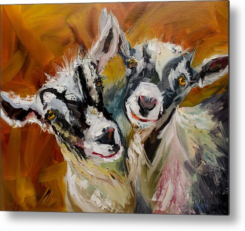Goats Metal Print featuring the painting Silly Kids by Diane Whitehead