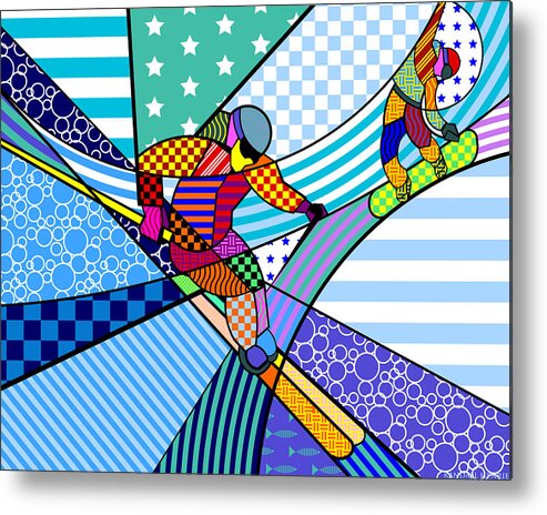 Colorful Metal Print featuring the digital art Skiing by Randall J Henrie