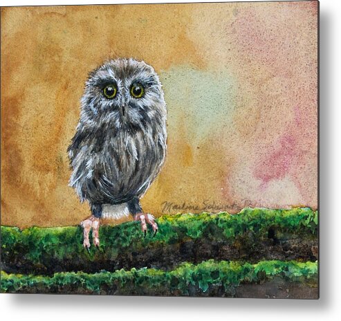Owl Metal Print featuring the painting Small Wonder by Marlene Schwartz Massey
