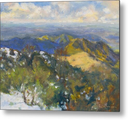Snow Metal Print featuring the painting Snow on Mount Diablo Number One by Kerima Swain