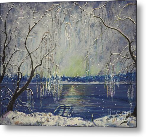 Impressionism Metal Print featuring the painting Snowy Day at the Lake by Stefan Duncan