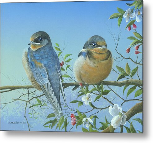 Barn Swallows Painting Metal Print featuring the painting So Be It by Mike Brown