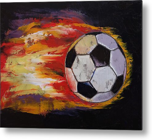Art Metal Print featuring the painting Soccer by Michael Creese