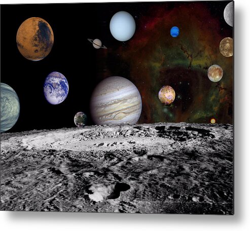 Space Metal Print featuring the photograph Solar System Montage of Voyager Images by Movie Poster Prints