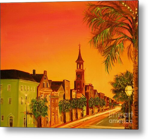 City Metal Print featuring the painting Southern Eve by Barbara Hayes