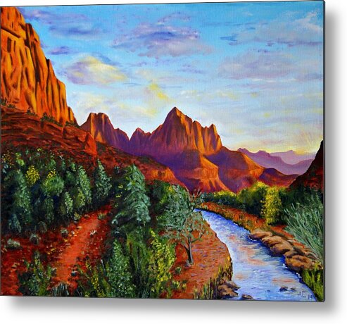 Southwest Metal Print featuring the painting Southwest Evening by Alan Conder