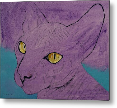 Art Metal Print featuring the painting Purple Sphynx by Michael Creese