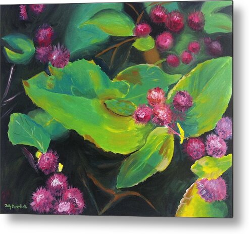 Flowers Metal Print featuring the painting Spiked Flowers by Judy Swerlick