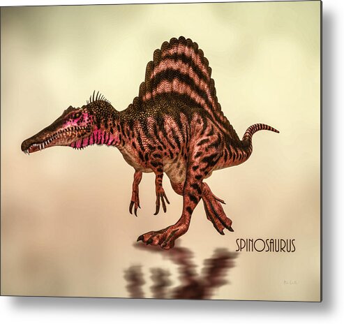Spinosaurus Metal Print featuring the digital art Spinosaurus Dinosaur by Bob Orsillo