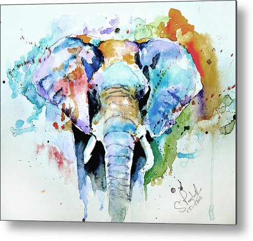 Elephant Metal Print featuring the painting Splash of colour by Steven Ponsford