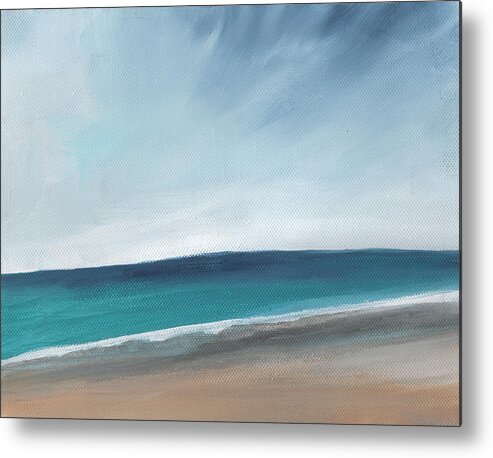 Beach Metal Print featuring the painting Spring Beach- contemporary abstract landscape by Linda Woods