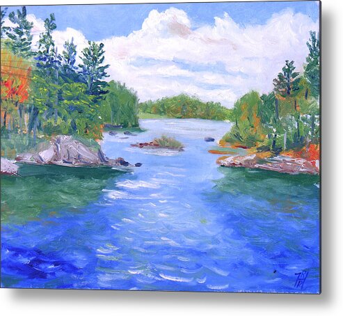 Plein Air Metal Print featuring the painting St Lawrence River-View from Waterson State Park by Robert P Hedden