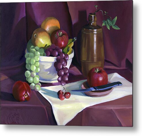 Still Life Metal Print featuring the painting Still Life with Apples by Nancy Griswold