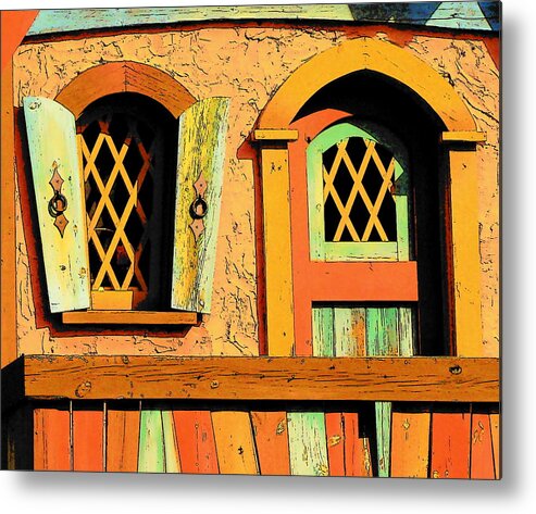 Fine Art Metal Print featuring the photograph Storybook Window and Door by Rodney Lee Williams
