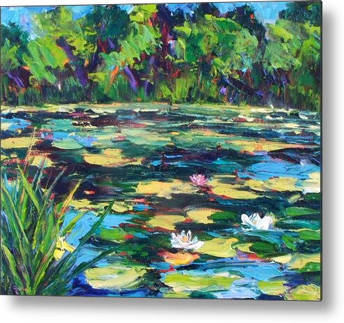 Landscape Metal Print featuring the painting Summer at Shady Lakes by Marian Berg