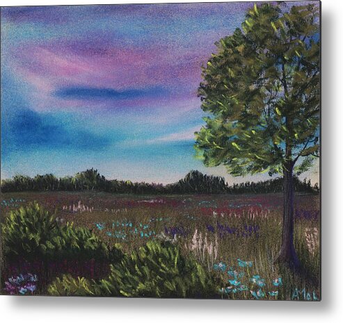 Landscape Metal Print featuring the painting Summer Meadow by Anastasiya Malakhova