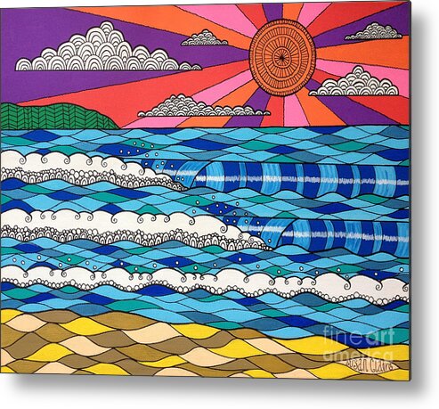 Waves Metal Print featuring the digital art Summer Vibes by MGL Meiklejohn Graphics Licensing