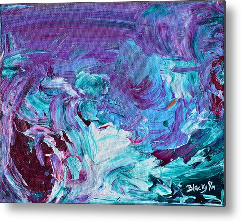Water Metal Print featuring the painting Sunset On Raging Water by Donna Blackhall