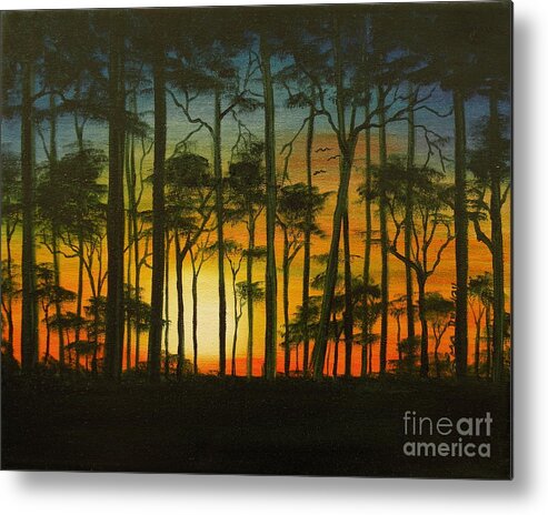 Sunset Metal Print featuring the painting Sunset Over St. Joseph's Peninsula by Lora Duguay