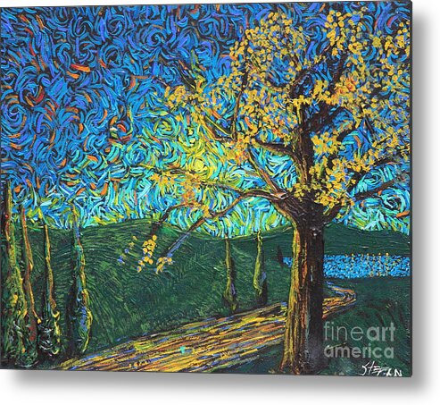 Squigglism Metal Print featuring the painting Swing By The Road by Stefan Duncan