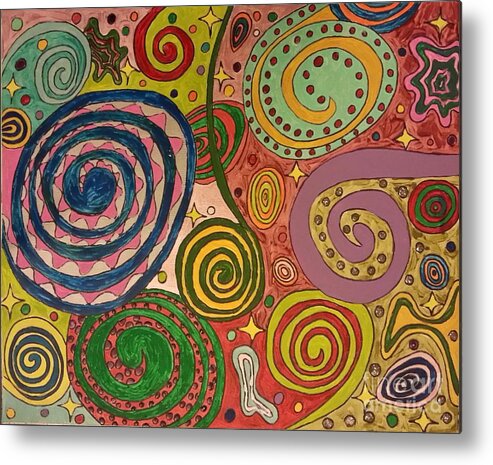 Abstract Metal Print featuring the painting Chaos by Debra Acevedo