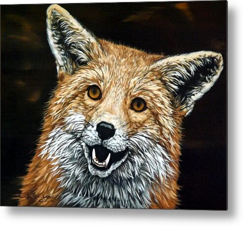 Fox Metal Print featuring the painting Sylar by Linda Becker