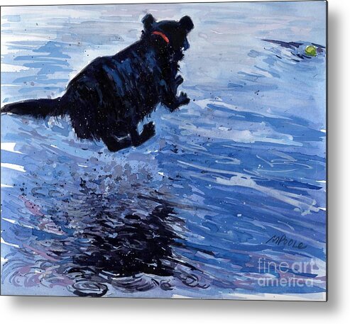 Black Labrador Metal Print featuring the painting Take Flight by Molly Poole