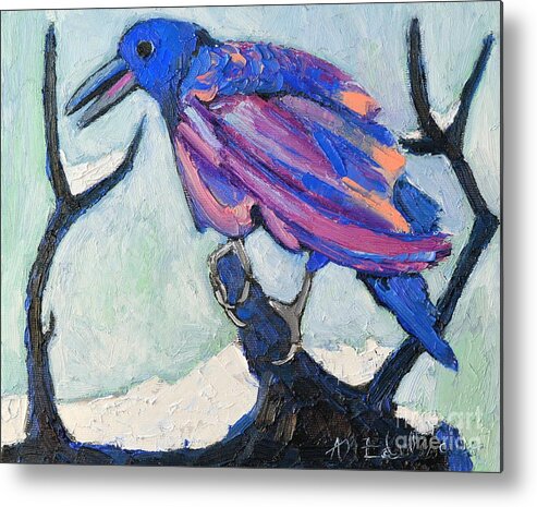 Crow Metal Print featuring the painting Talkative Crow 2 by Ana Maria Edulescu