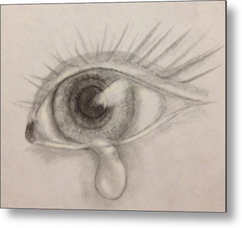 Eye Metal Print featuring the drawing Tear by Bozena Zajaczkowska