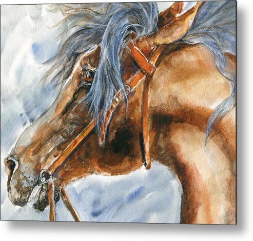 Equine Metal Print featuring the painting Tempermental by Mary Armstrong